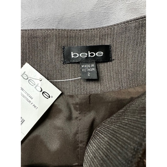 Bebe Pencil Skirt Brown Contour Front pocket Y2K Size 2 NWT - Picture 7 of 12
